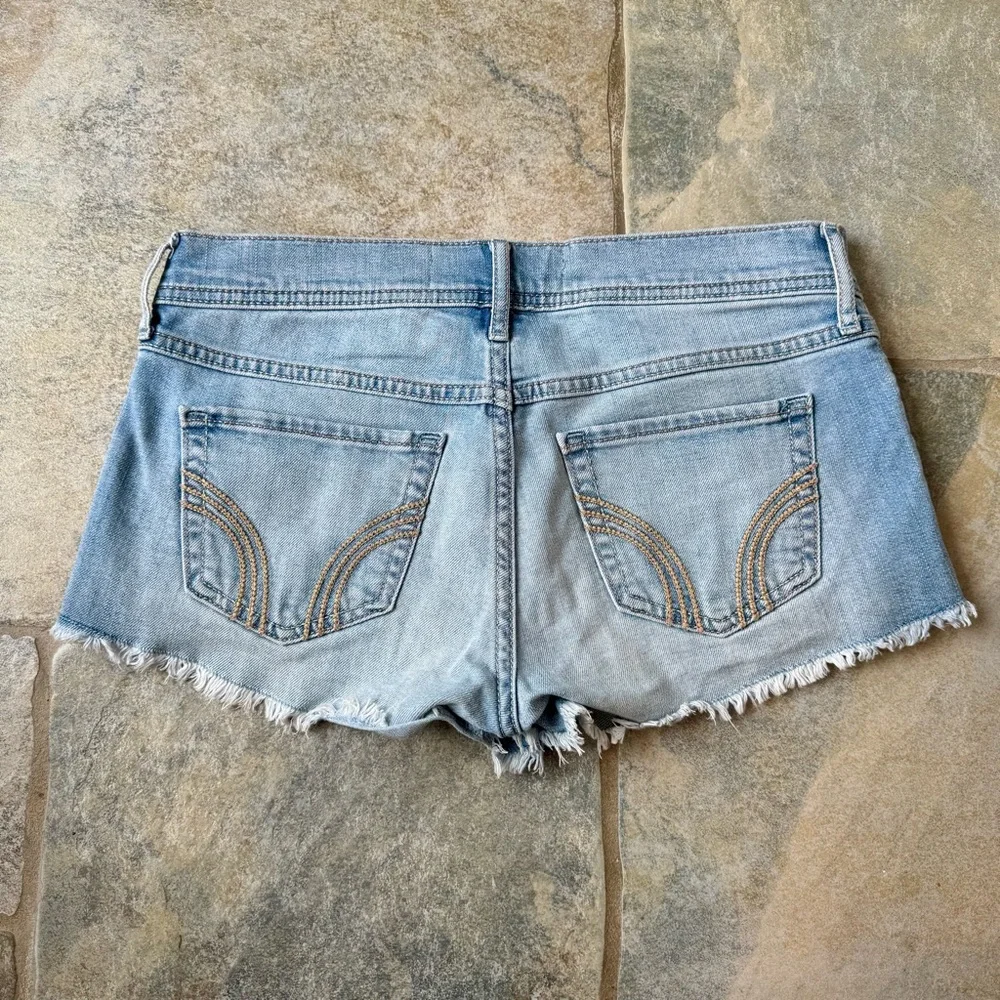 Hollister Y2K 2000s Vintage Blue Distressed Jean Mini Shorts Low-rise‎ Size 3/26